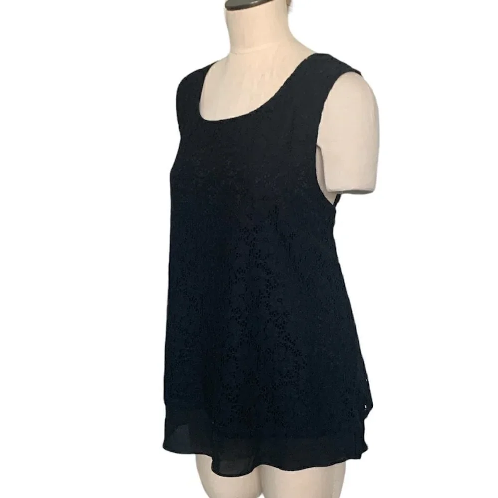 Style & Co Sleeveless Lace Layered Tank Top Womens Plus Sz XXL Black 185D - Picture 4 of 7